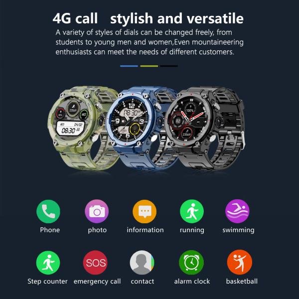 Q998 Men Women 1.28" 4G Smart Watch For IP68 Waterproof For Fitness Tracker
