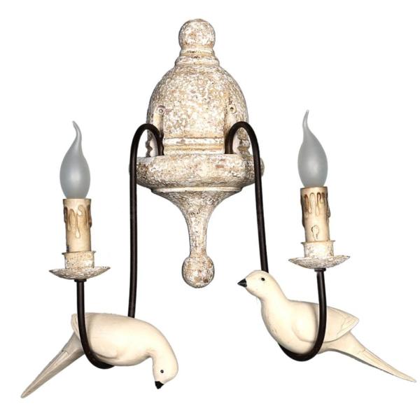 Retro bird wall lamp french vintage white wood wall sconce rustic wall lamp (WH-VR-70)