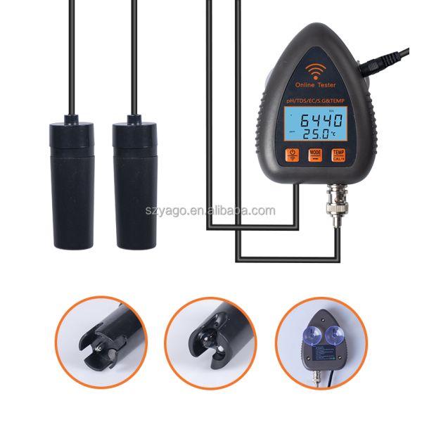 Tuya Smart WiFi Online Monitoring 5 in 1 High Accuracy Digital PH Meter with 0.00-14.00pH and 0-19900PPM Water Quality Tester
