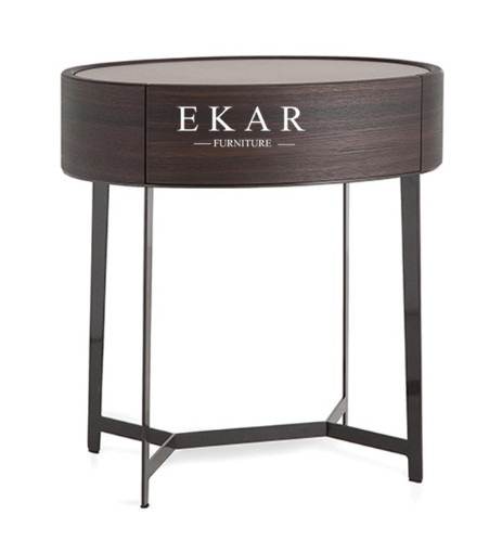 Modern Style bedroom furniture set MDF wooden nightside simple design round