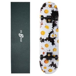 China 31inch High Concave Skateboard With Little Daisy Design Black Wheel Matte Trucks on sale