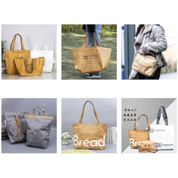 Trending Product Reusable Washable Durable Handbags Tote Bags Vintage Waterproof Dupont Tote Bag Kraft Tyvek Paper Handbag