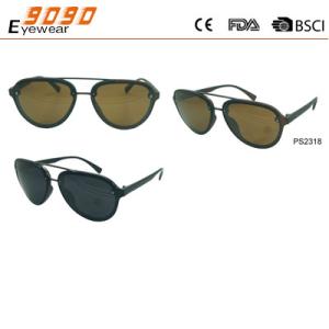 Fashion sunglasses made of plastic frame with bridge, suitable for men and women