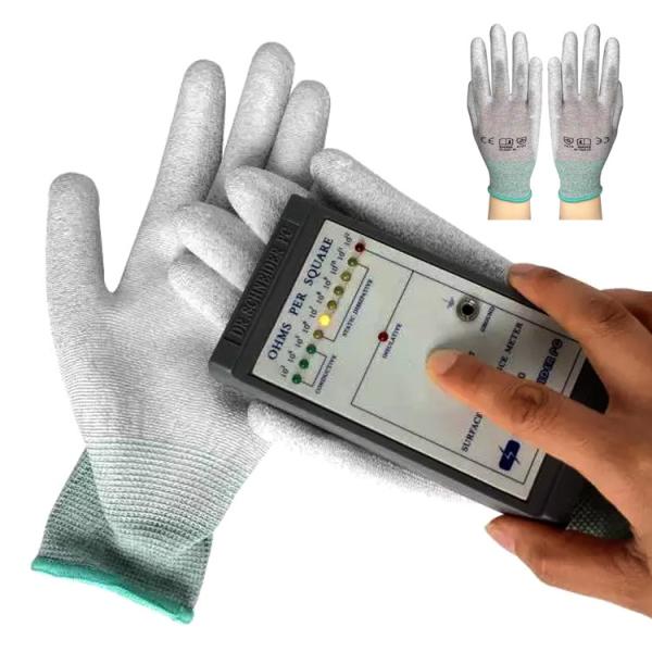 Buy Dust Free PU Coated ESD Palm Fit Anti Static Gloves at wholesale prices