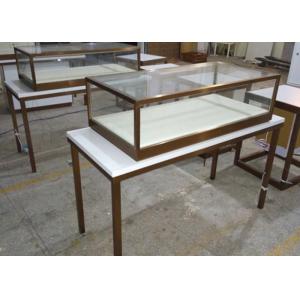 Simple Design Glass Jewelry Case / Retail Display Cases Hidden LED Strip Lights