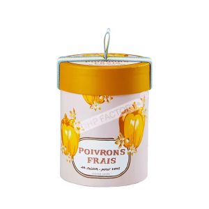 Cylinder Rigid Paper Tube With Ribbon Pull Lid Custom Flat Edge Box For Candle