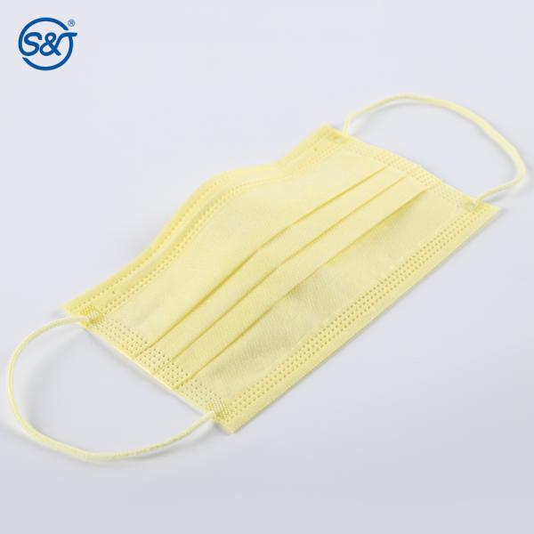 Yellow 4 Ply Disposable Face Masks Disposable Breathing Mask Cotton Ear Loops