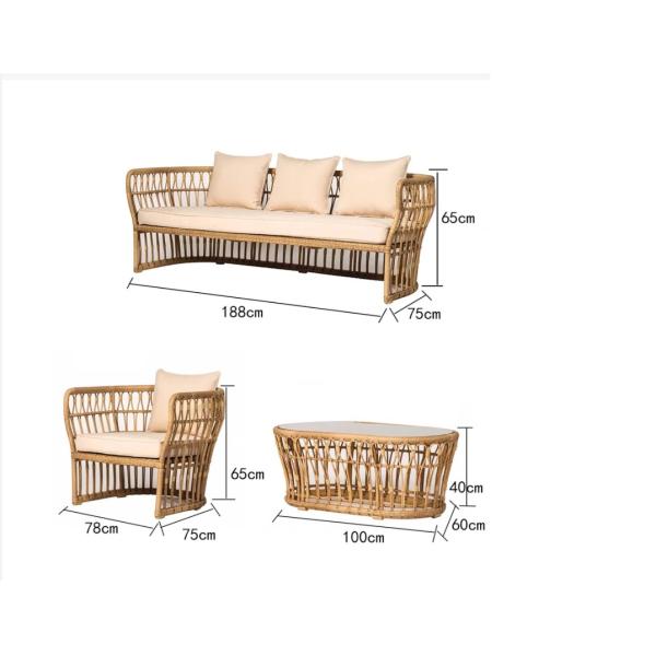 Large Rattan Casual Dining Set Villa Patio Garden Courtyard Hand Woven Couch Home