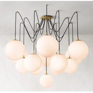 RH Lighting Glass Nickel Crystal Chandeliers With Brass Frame