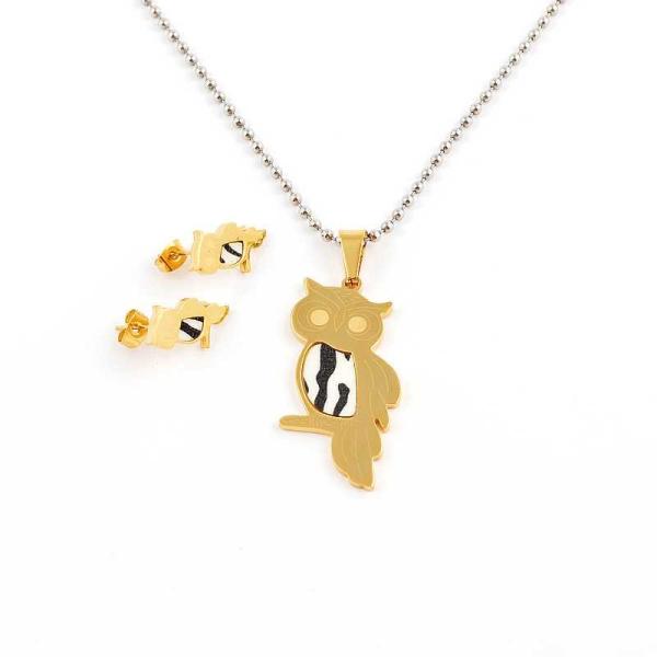 South American Fashion Stainless Steel Earrings With Matched Pendant Necklace