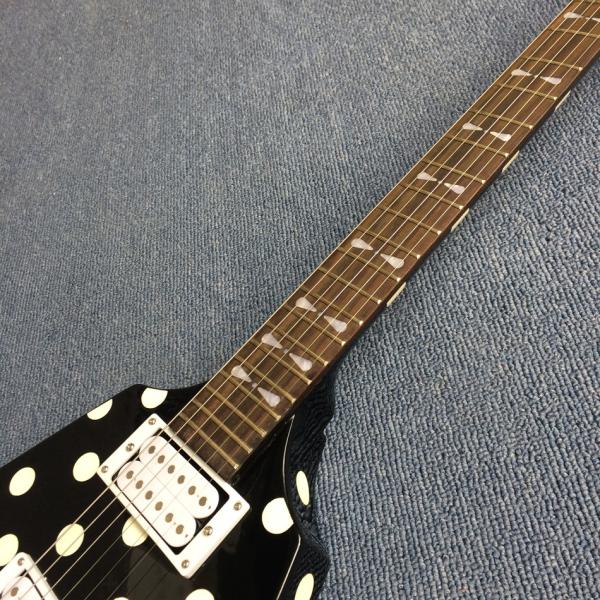 High-quality custom V style electric guitar, rosewood fingerboard ,Black and white color, Chrome hardware