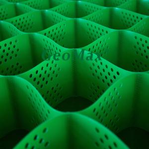 China Green Black HDPE Geocell 200mm Height 356mm Welding Space For Railways Support Pier Airport Runways Large Vehicles Heavy Industrial on sale