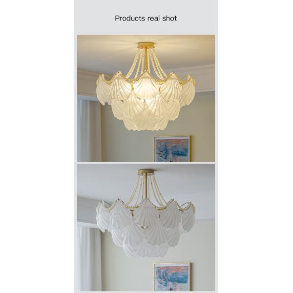 Modern Led Chandelier For Living Room Frosted Glass Luxury Shell Chandelier Lamp(WH-CY-247)