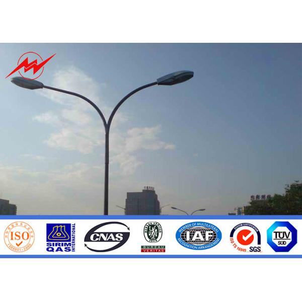 Buy Hot Dip Galvanized 12m Tri Out Reach Power Line Pole With 2.5m Arm at wholesale prices