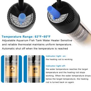 Black Long Circular Tube 300 Watt Fish Tank Aquarium Heater