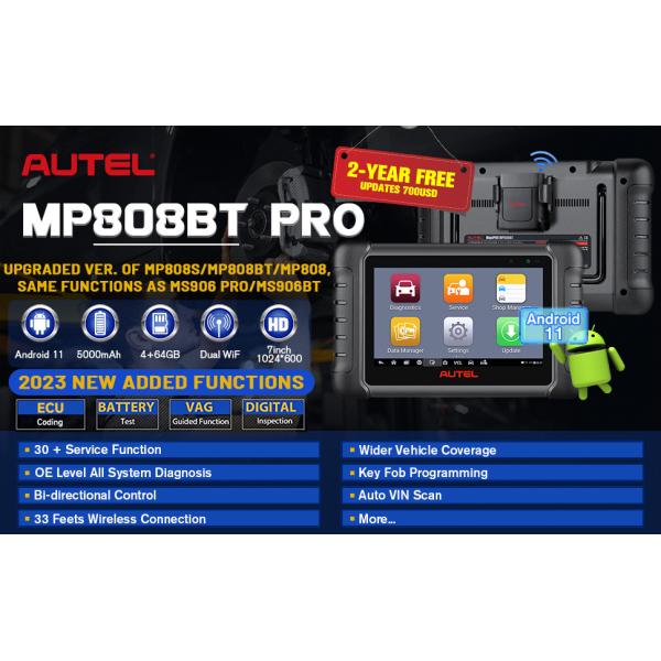 Autel MaxiPRO MP808BT Pro OE-Level Full System Diagnostic Tool with ECU Coding Refresh Hidden Upgrade of MS906 MP808 DS808