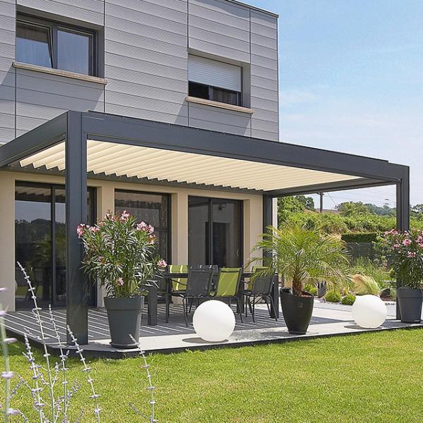 Buy SS304 RAL9016  Folding Aluminium Garden Gazebo Louvered Roof at wholesale prices