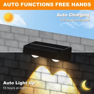 Solar Powered Wall Lights for Exterior Waterproof LED Garden RGB Warm Wall