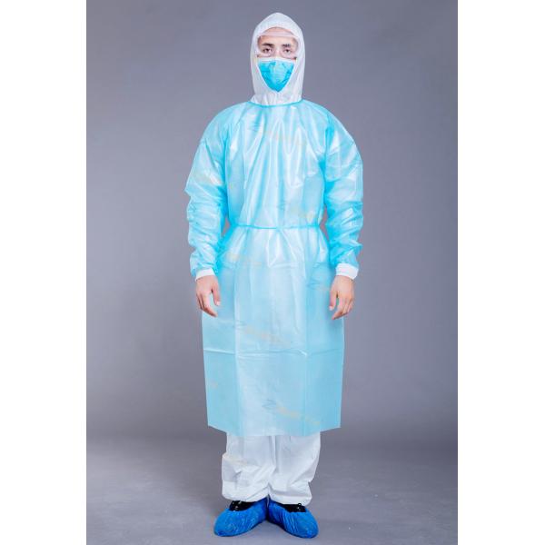 Buy Knitted Cuff 37g Disposable Isolation Gown Blue at wholesale prices