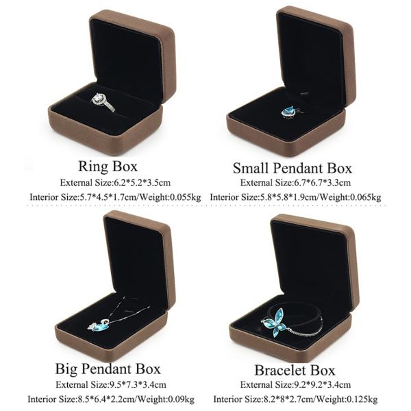 Brown Jewelry Velvet Packaging Box For Necklace Rings