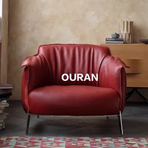 Minimalist Living Room Leisure Leather Single Sofa Chair With High Density