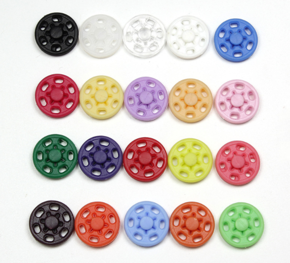 Wholesale Color plastic snap button fastener hand-sewn nylon buckle Invisible buckle 7-25mm black and white transparent