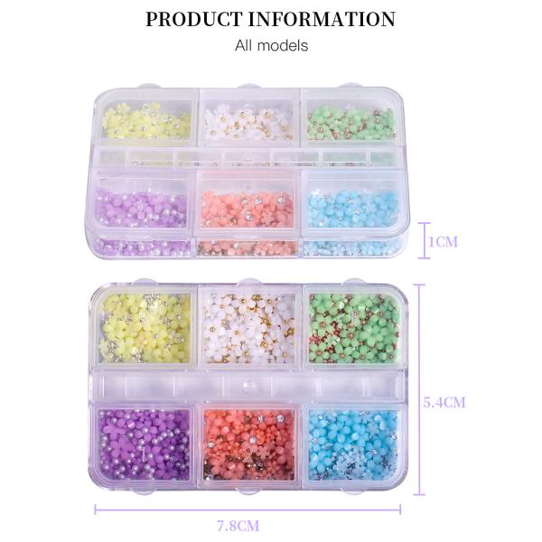 3D Resin Candy Color Nail Decoration Flower With Rhinestone for Nail Salon and Plastic