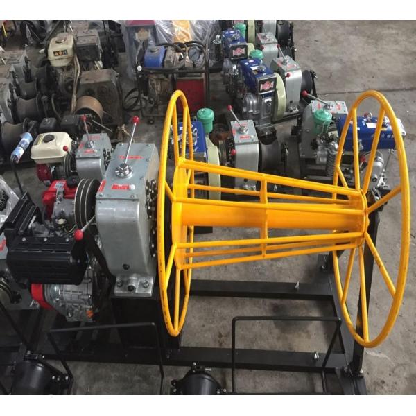 5 Ton 30 KN Belt Drive Recovery Wire Take Up Machine / Diesel Gasoline Engine Big Drum Traction Cable Pulling Winch
