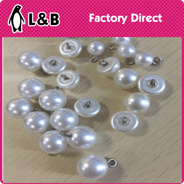without hole round pearl ABS pearl button with nail for garment accessories