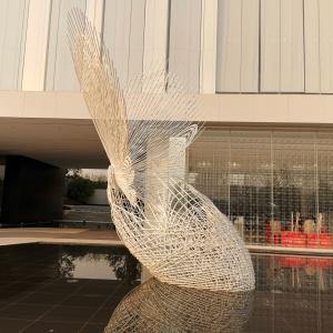 Butterfly Metal Water Fountain Sculpture Tube Woven Stainless Steel Wire