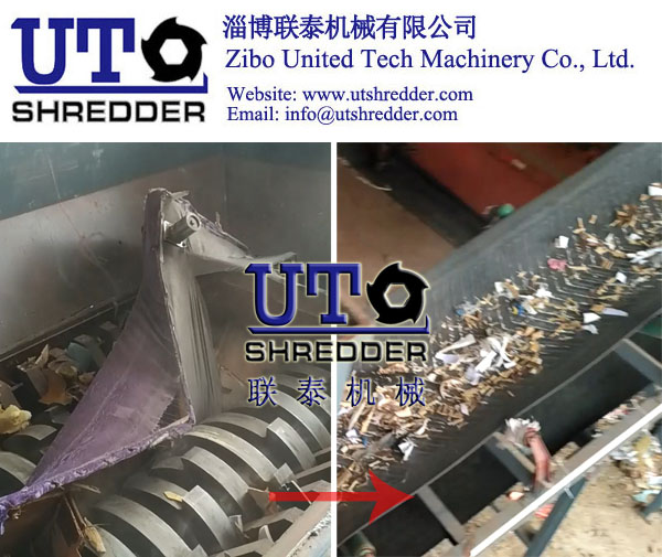 automatic furniture shredder/ waste bed board shredder, double shaft shredder, wood crusher, solid waste recycling