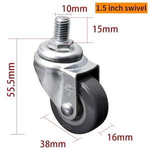 EDL Mini Caster Wheels 1.5inch 30Kg Grey Color TPU by Swivel and Brake 2015S-72