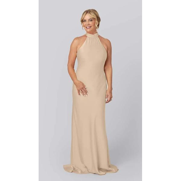 Sexy Sleeveless Customized Sweep Train Keyhole Back Halter Zipper Black Satin Mother Of The Bride Dress