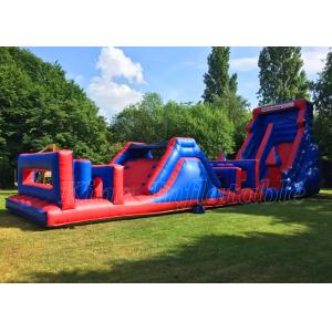 Inflatable Boot Camp Obstacle Courses Blue & Red Customized Commercial