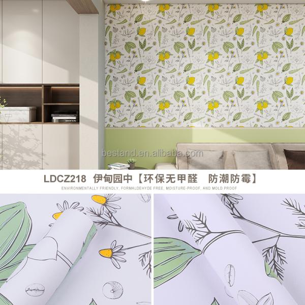 Removable Peel and Stick Wallpaper in Botanical Style for Tropical Plant Decor