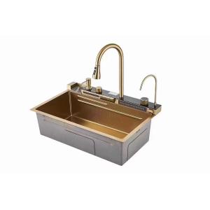 Gold Stainless Steel Handmade Kitchen Sink With Faucet And Accessories