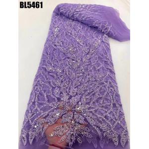 European Fashion Milan Wedding Dress Lace Fabric Bridal Pearl Sequins Mesh Lace
