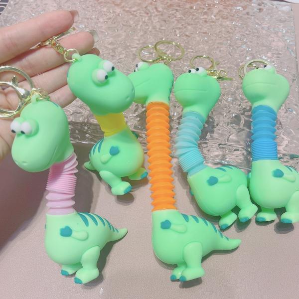 Year Gift Tastless Animal Silicone Stainless Steel Pendant Keychain with Cartoon Design