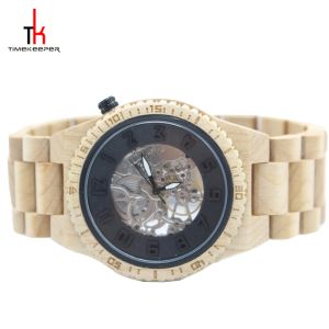 OEM ODM Waterproof Wood Watch / Luxury Wooden Mechanical Watch