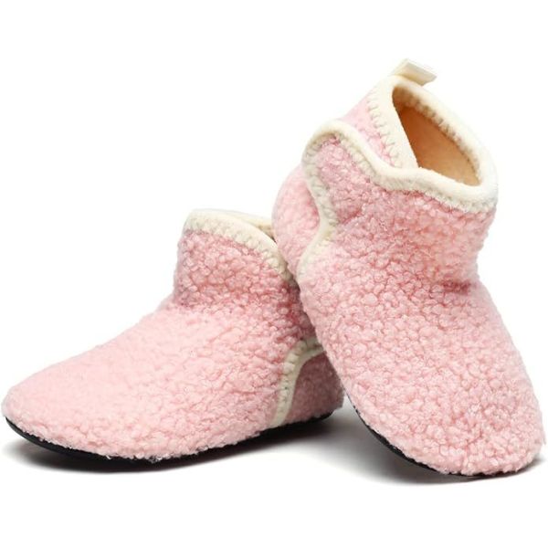 Kids Indoor Slippers Booties with Breathable Faux Fur Lining and Memory Foam