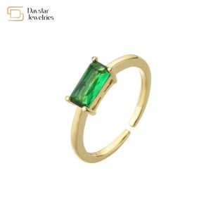 Square Crystal Zircon 18k Diamond Rings Gold Plated Adjustable Opening