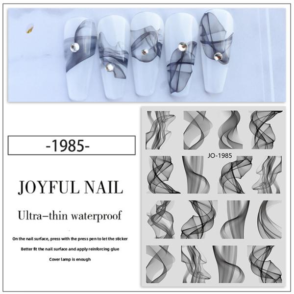 Half Transparent Black and White Smoke Nail Enhancement Stickers for French Nails