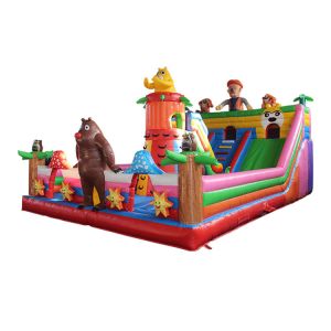 Quality 0.4mm PVC Outdoor Inflatable Amusement Playground Theme Trampoline Park With Slides for sale