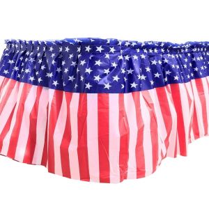 National Flag Style Single Pleats Table Skirting With Adhesive Backside
