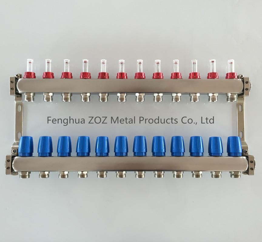 12 Circuits stainless steel radiant floor heating manifold
