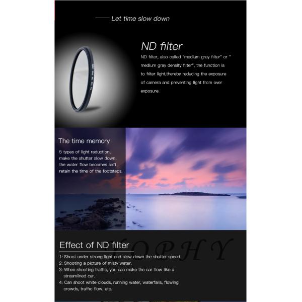 67mm Adjustable Neutral Density Filter ND2-400 ND32-ND4000 nd filter photography