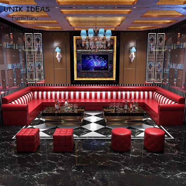 Leather U Shaped Club Lounge Sofa Sectional Blue With Recliners Party Room Night Club Couch