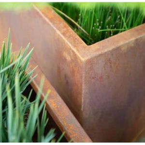 Modern Design Tall Trough Rust Corten Span Metal Rectangular Flower Planter