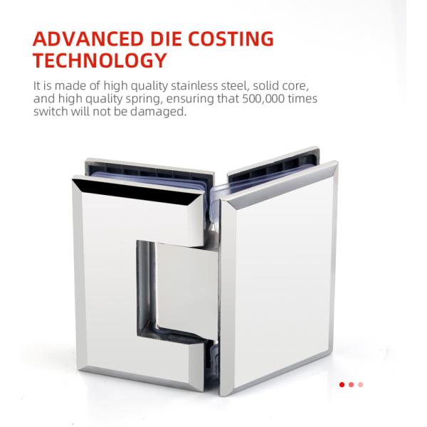 Brushed Nickel Glass Hinge 135 Degree Opening Angle Ideal for Glass Shower Enclosures