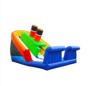 Quality Orange And Green Inflatable Slides With White Sliding Surface for sale